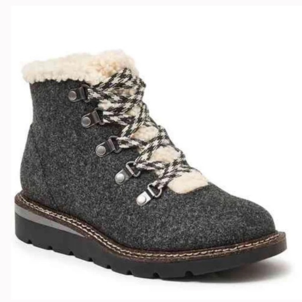 NWT MADDEN NYC Comfort Foam Hiker Wedge Gray Boots
